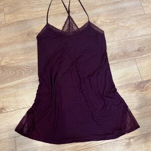 Elegant Purple Lace Trim Nightgown